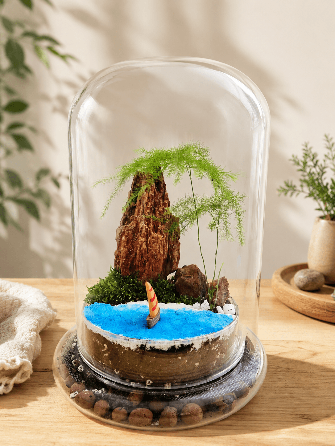 Blue Lagoon Glass Dome Terrarium