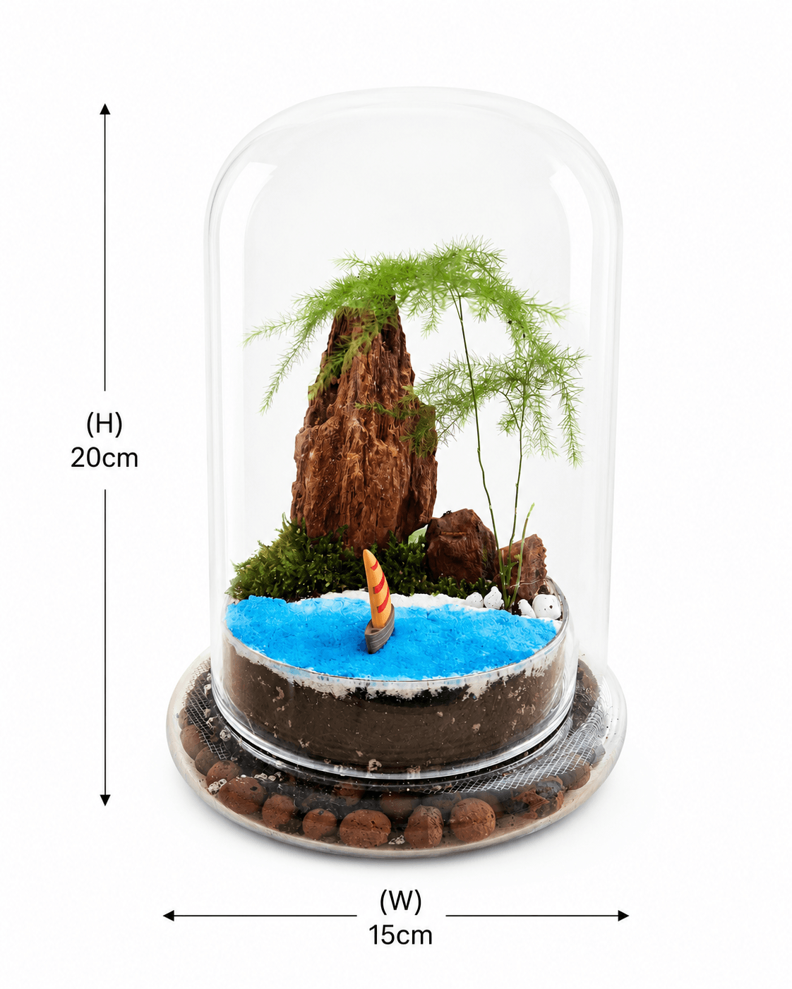 Blue Lagoon Glass Dome Terrarium - Image 3
