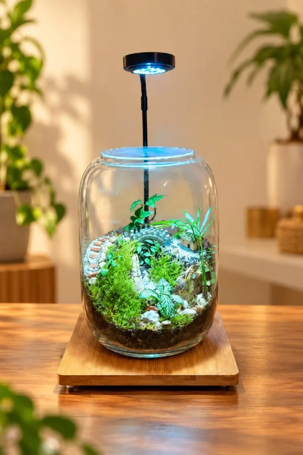 DIY Illuminated Terrarium Kit with Adjustable LED Light